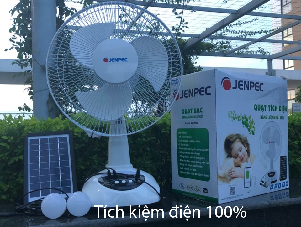 QUẠT TÍCH ĐIỆN KÈM XẠC PIN MẶT TRỜI JENPEC QD2000 QUẠT TÍCH ĐIỆN KÈM XẠC PIN MẶT TRỜI JENPEC QD2000