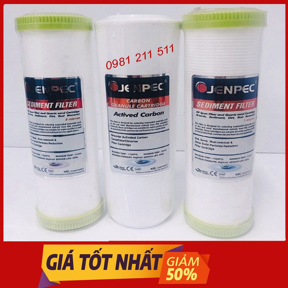 Bộ 3 lõi 123 jenpec dùng cho máy lọc nước Bộ 3 lõi 123 jenpec dùng cho máy lọc nước