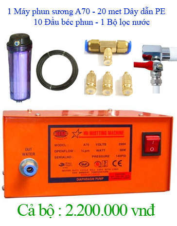 Bộ 10 đầu phun, động cơ C70, 20 mét dây, diện tích phun khoảng 25m2