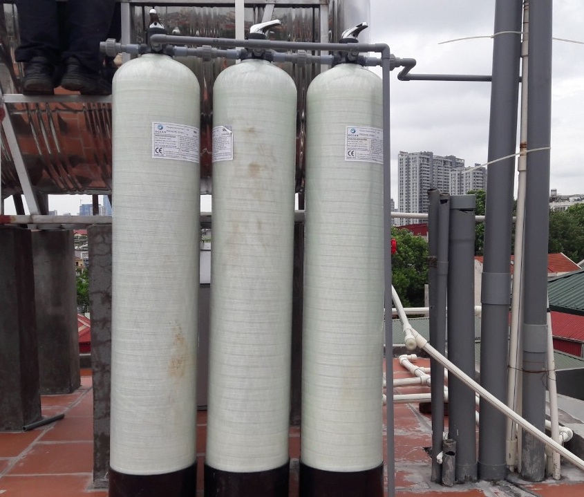 Bộ 3 cột lọc thô composite xử lý nước đầu nguồn Bộ 3 cột lọc thô composite xử lý nước đầu nguồn